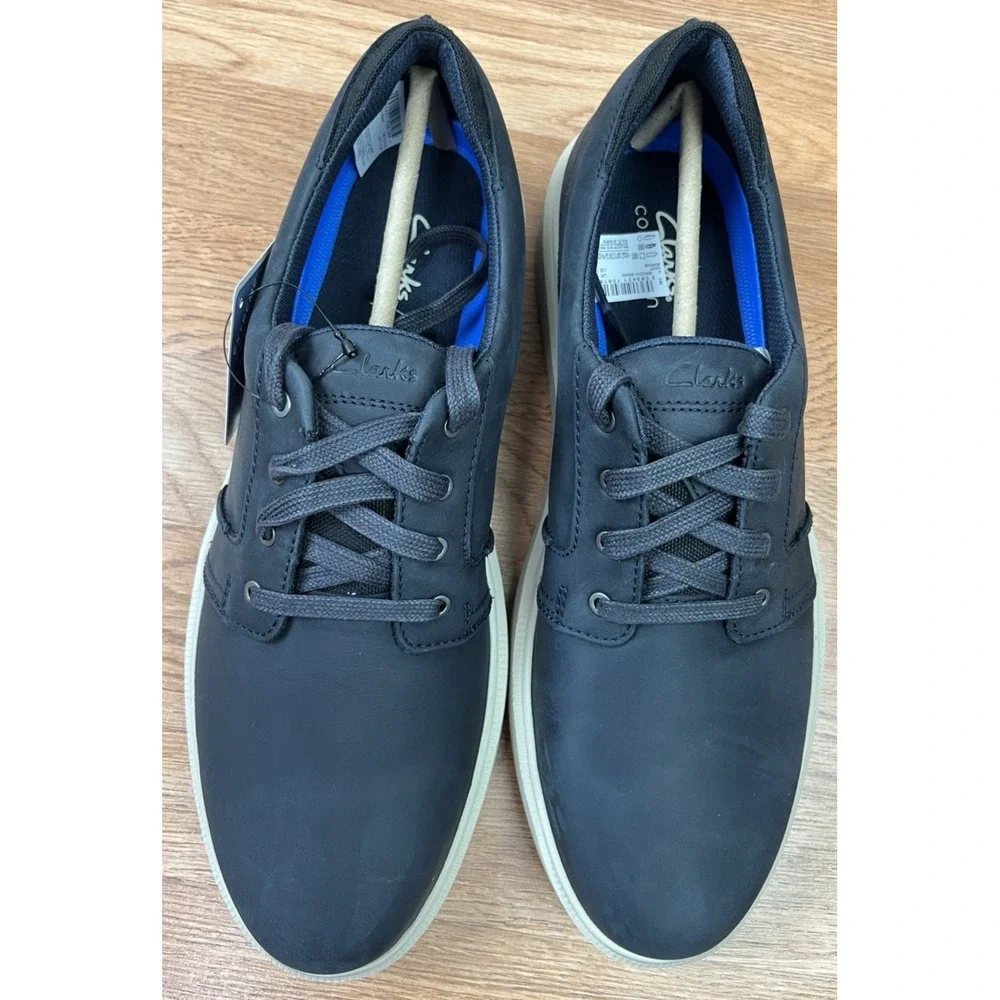 Clarks Brodin Seam Leather Sneakers Navy Blue Men's Size 11.5 NEW
